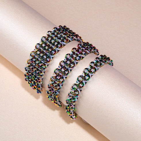 Chamäleon-Glieder | Mini-Kismet-Armband | Weiß x Einhorn Silber